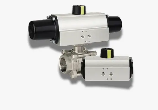 KOSAPLUS double acting pneumatic actuators mounted on a ball valve
